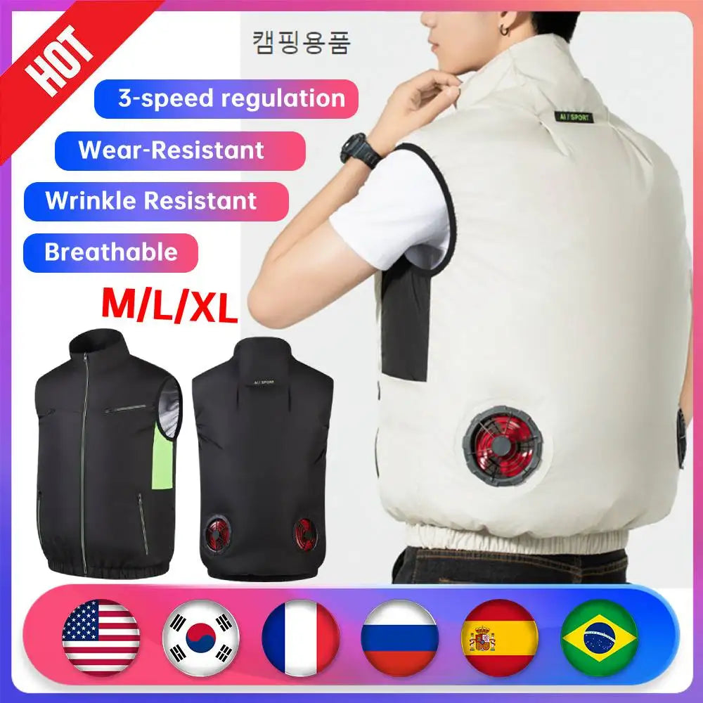 Cooling vest ice fan shipping global