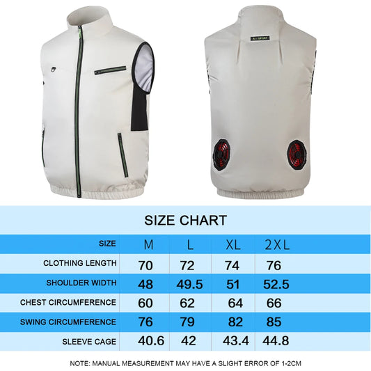 Cooling vest ice fan size chart Ivory color
